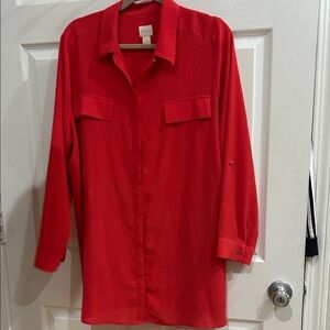 Chico's Vibrant Red Textured Top